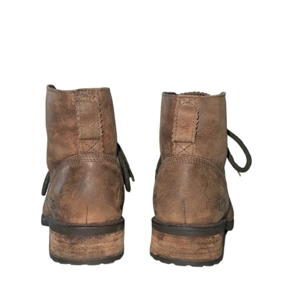 UGG Denhali‎ Brown Leather Fur Sherpa Lined Waterproof Hiking Boots Size 7